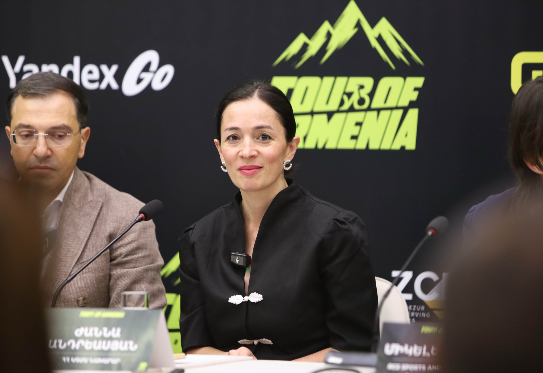 Minister Zhanna Andreasyan at the pre-race press conference